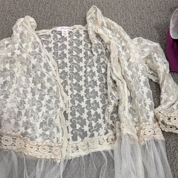 Xhilaration Cream Lace Long Jacket - Picture 3 of 3